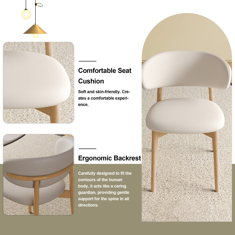 Mid-Century Modern wood feet Dining Chair (Set of 2) – Stylish Wooden Chairs for Dining Room, Kitchen, or Living Room, Comfortable & Durable, Easy to Assemble (Natural wood color)