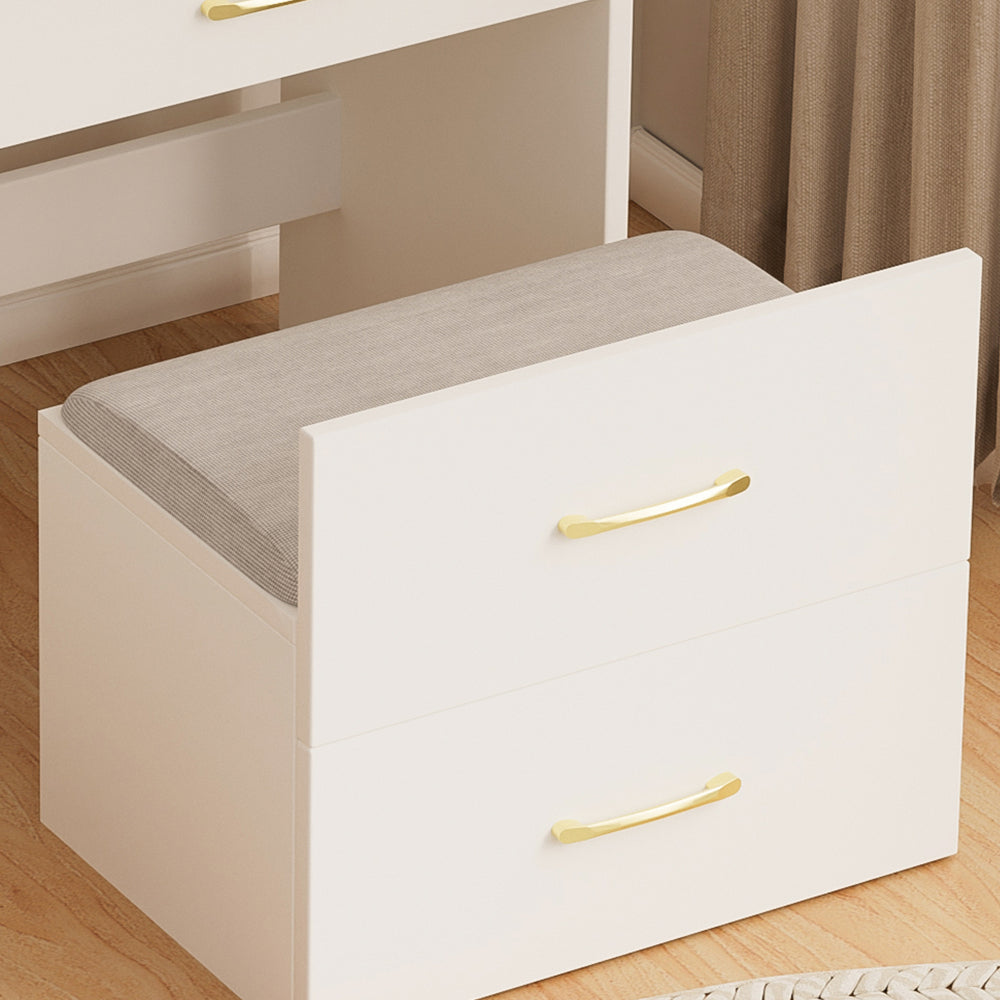 3 in 1 Vanity Desk with open Top Mirror,Small Make Up Vanity Set with Visible Glass Desktop,Compact Makeup Vanity with 3 Drawers,Dressing Table for Bedroom