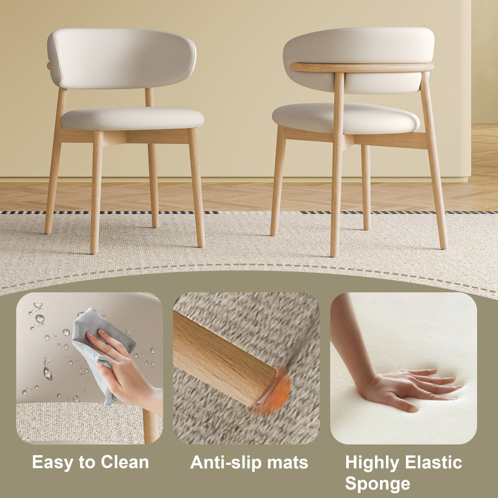 Mid-Century Modern wood feet Dining Chair (Set of 2) – Stylish Wooden Chairs for Dining Room, Kitchen, or Living Room, Comfortable & Durable, Easy to Assemble (Natural wood color)